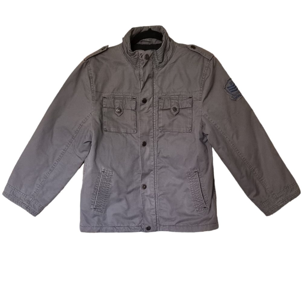 Guess gray military boy's thick jacket size 14/16